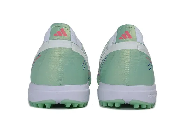 Adidas Sapatos de futebol turf verde e branco com colar sem cadarços overlay sintético cage 4