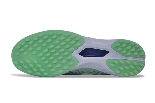 Adidas Sapatos de futebol turf verde e branco com colar sem cadarços overlay sintético cage 6
