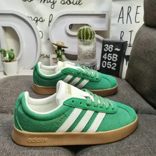 Adidas Green White Suede Upper Three-Stripe Side Panel Lifestyle Sneakers