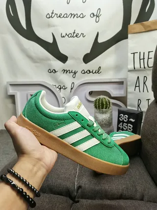 Adidas Green White Suede Upper Three-Stripe Side Panel Lifestyle Sneakers 5