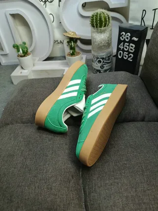 Adidas Green White Suede Upper Three-Stripe Side Panel Lifestyle Sneakers 6