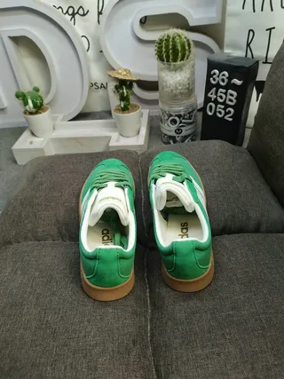 Adidas Green White Suede Upper Three-Stripe Side Panel Lifestyle Sneakers 8