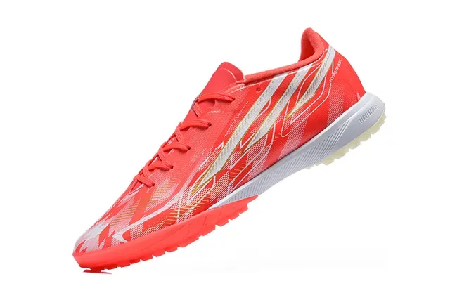 Adidas Chaussures de football orange blanc low-cut upper synthétique crampons coniques moulés gazon artificiel 4