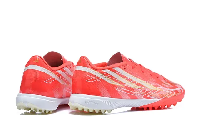 Adidas Chaussures de football orange blanc low-cut upper synthétique crampons coniques moulés gazon artificiel 5