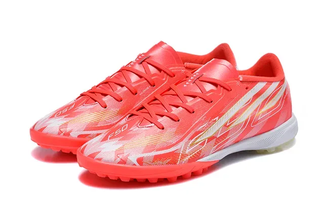 Adidas Chaussures de football orange blanc low-cut upper synthétique crampons coniques moulés gazon artificiel 8
