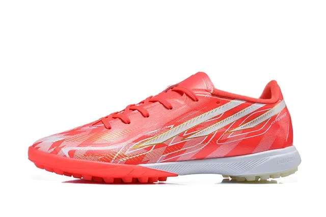 Adidas Chaussures de football orange blanc low-cut upper synthétique crampons coniques moulés gazon artificiel 10
