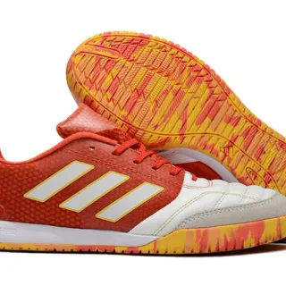 Adidas Orange White Low-Top Textured Mesh Upper Indoor Soccer Shoes