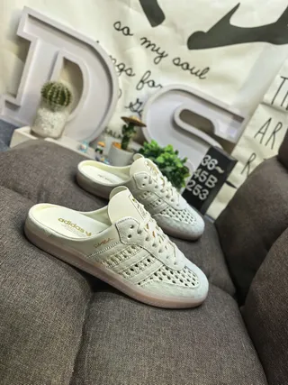 Adidas Perforated Leather Lace-Up Mule Loafers 9