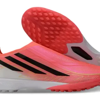 Adidas Zapatos de fútbol Turf con upper en gradiente neón rosa y negro sin cordones con ajuste de calcetín