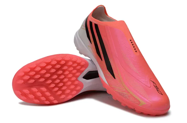 Adidas Tênis de Futebol Turf com upper em gradiente neon rosa e preto sem cadarços ajuste de meia 4