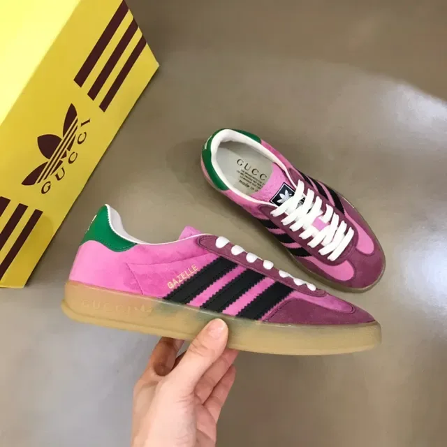 Adidas Pink Black Suede Upper Three-Stripe Side Lifestyle Sneakers 7