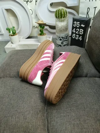 Adidas Pink Brown Velvet Upper White Three Stripes Lifestyle Sneakers 6