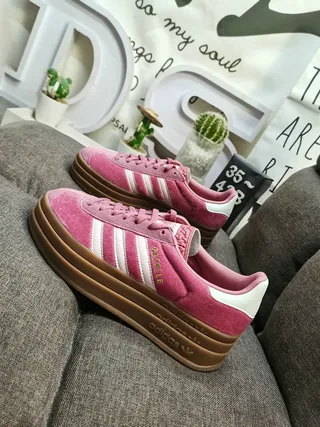 Adidas Pink Brown Velvet Upper White Three Stripes Lifestyle Sneakers 7