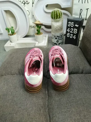 Adidas Pink Brown Velvet Upper White Three Stripes Lifestyle Sneakers 8