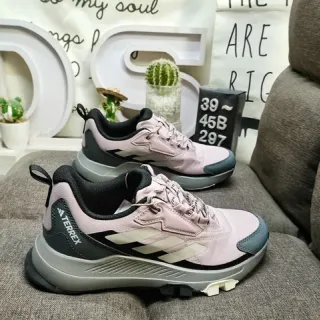 Adidas Pink Gray Trail-Inspired Mesh And Synthetic Upper Lifestyle Sneakers