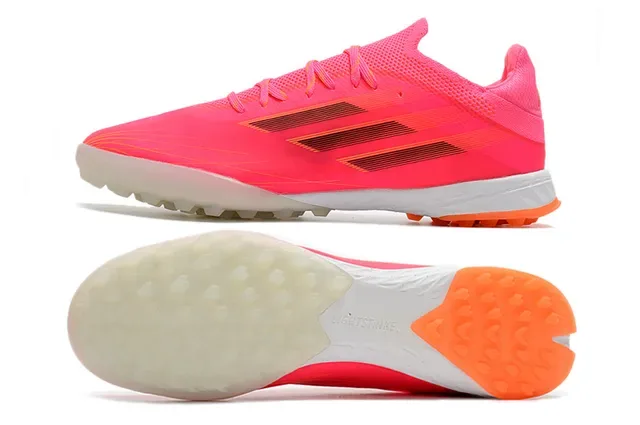 Adidas Pink Orange Low-Cut Synthetic Mesh Upper Artificial-Grass Soccer Shoes 6