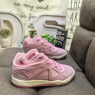 Adidas Pink White Low-Top Padded Collar Lifestyle Sneakers