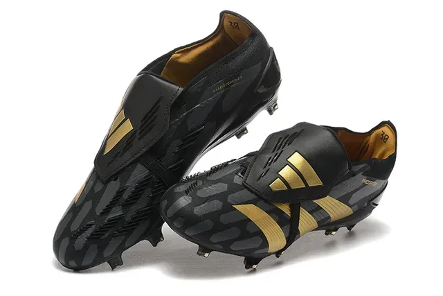 Adidas Predator Noir et Or Upper Synthétique Trois Rayures Firm-Ground Chaussures de Football 3