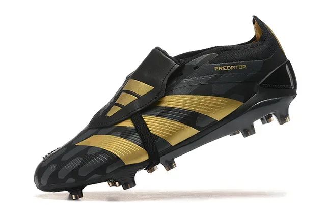 Adidas Predator Noir et Or Upper Synthétique Trois Rayures Firm-Ground Chaussures de Football 5
