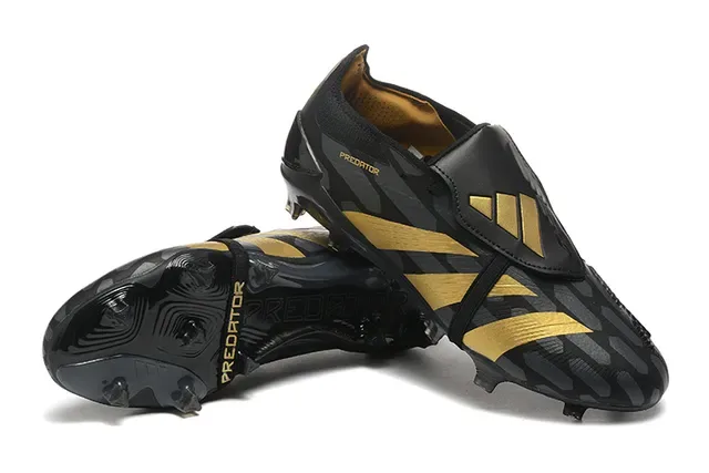 Adidas Predator Noir et Or Upper Synthétique Trois Rayures Firm-Ground Chaussures de Football 6