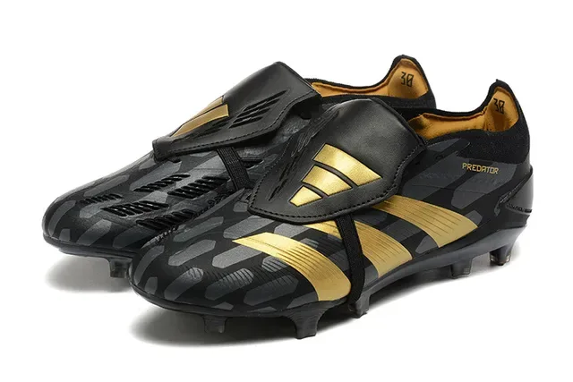 Adidas Predator Noir et Or Upper Synthétique Trois Rayures Firm-Ground Chaussures de Football 8