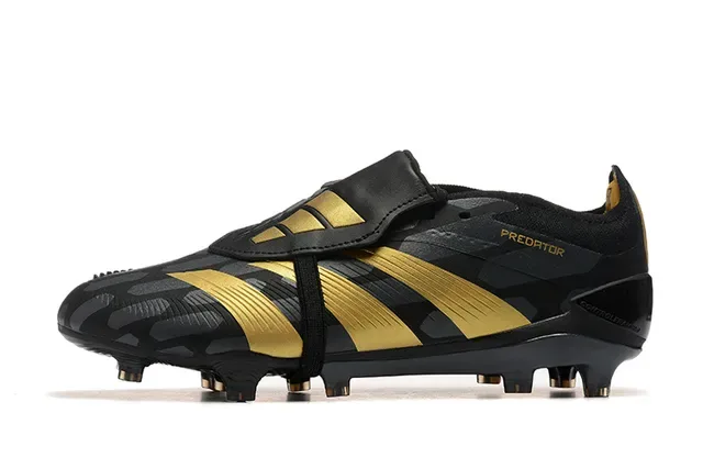 Adidas Predator Noir et Or Upper Synthétique Trois Rayures Firm-Ground Chaussures de Football 10