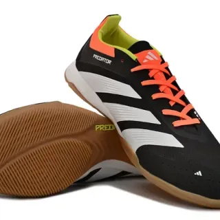 Adidas Predator Black Orange Low-Cut Synthetic Upper Three-Stripe Side Panel Indoor Soccer Shoes