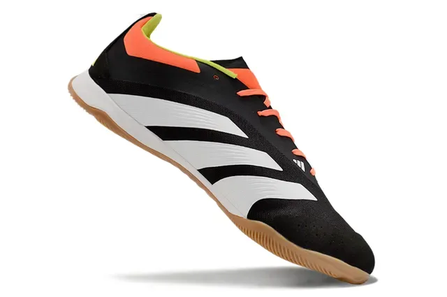 Adidas Predator Black Orange Low-Cut Synthetic Upper Three-Stripe Side Panel Indoor Soccer Shoes 2
