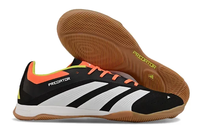 Adidas Predator Black Orange Low-Cut Synthetic Upper Three-Stripe Side Panel Indoor Soccer Shoes 5