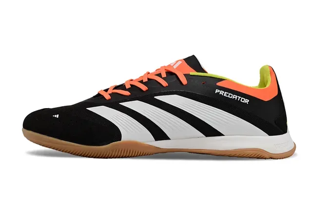 Adidas Predator Black Orange Low-Cut Synthetic Upper Three-Stripe Side Panel Indoor Soccer Shoes 7