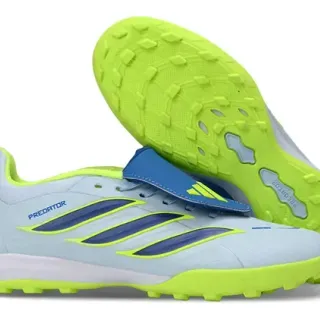 Adidas Predator Blue Green Low-Cut Laceless Strap Closure Turf Soccer Shoes
