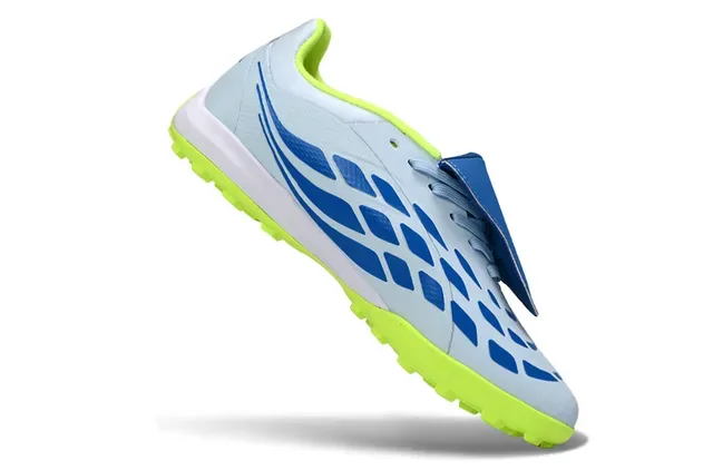 Adidas Predator Blue Green Low-Cut Laceless Strap Closure Turf Soccer Shoes 2