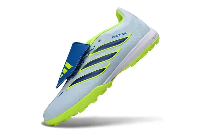 Adidas Predator Blue Green Low-Cut Laceless Strap Closure Turf Soccer Shoes 3