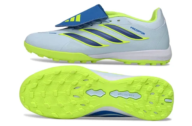Adidas Predator Blue Green Low-Cut Laceless Strap Closure Turf Soccer Shoes 7
