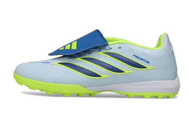 Adidas Predator Blue Green Low-Cut Laceless Strap Closure Turf Soccer Shoes 8