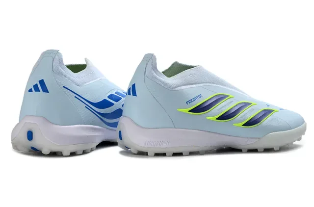 Adidas Predator Blue Navy Laceless Sock-Fit Upper Molded Rubber Outsole Turf Soccer Shoes 15