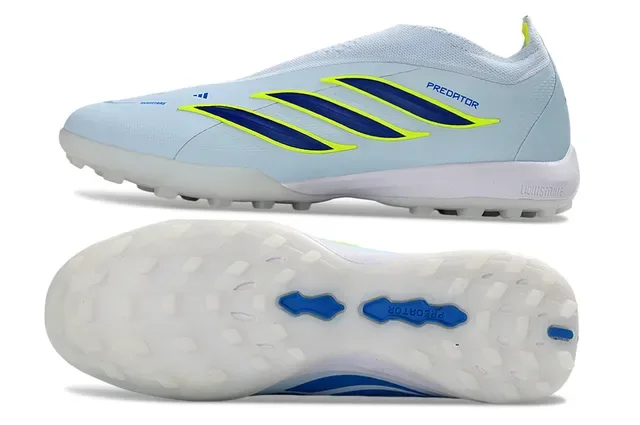 Adidas Predator Blue Navy Laceless Sock-Fit Upper Molded Rubber Outsole Turf Soccer Shoes 16