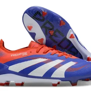 Adidas Predator Blue Orange Ribbed Synthetic Upper Three-Stripe Side Panel Firm-Ground Soccer Shoes
