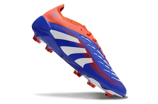 Adidas Predator Azul Laranja Upper Sintético Acanalado Painel Lateral com Três Listras Ground Firme Sapatos de Futebol 2