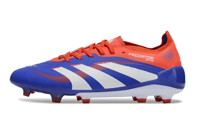 Adidas Predator Azul Laranja Upper Sintético Acanalado Painel Lateral com Três Listras Ground Firme Sapatos de Futebol 3