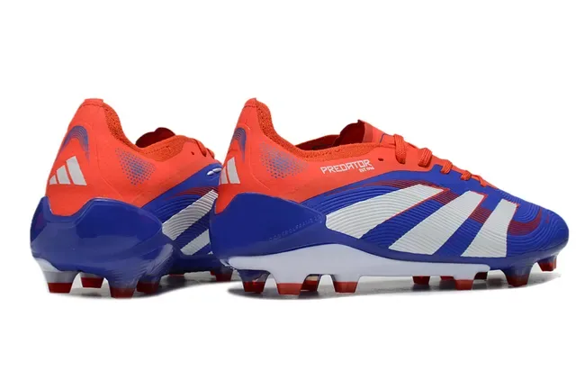 Adidas Predator Azul Laranja Upper Sintético Acanalado Painel Lateral com Três Listras Ground Firme Sapatos de Futebol 5