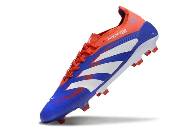 Adidas Predator Azul Laranja Upper Sintético Acanalado Painel Lateral com Três Listras Ground Firme Sapatos de Futebol 7