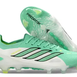 Adidas Predator Green White Low-Cut Lace-Up Boot Textured Forefoot Cage Firm-Ground Soccer Shoes