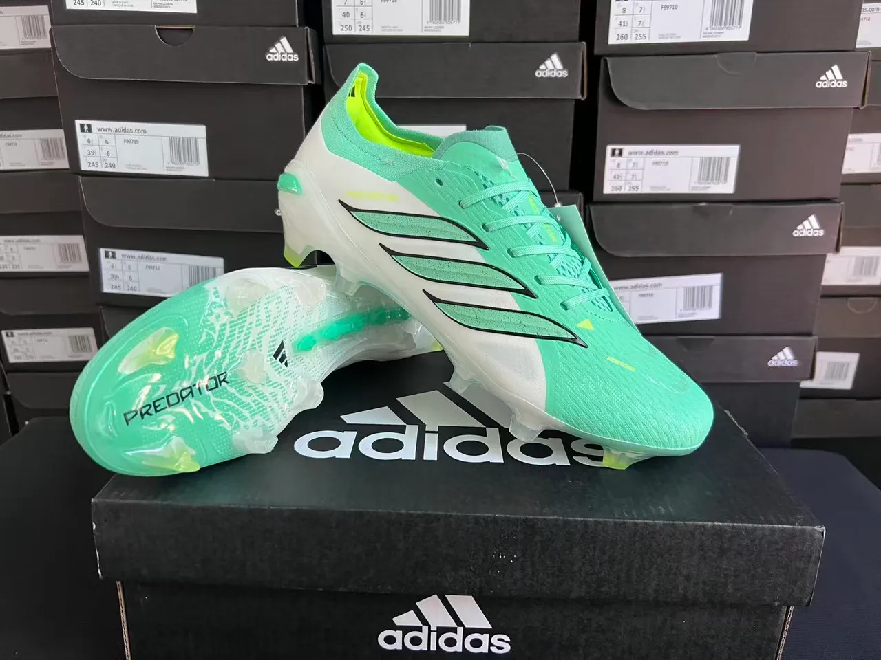 Adidas Predator Green White Low-Cut Lace-Up Boot Textured Forefoot Cage Firm-Ground Soccer Shoes 10