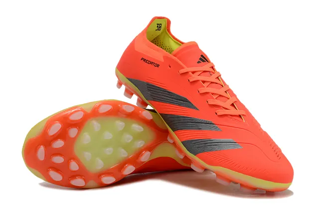 Adidas Predator Orange Gray Low-Cut Synthetic Upper Ribbed Forefoot Texture Firm-Ground Soccer Shoes 4