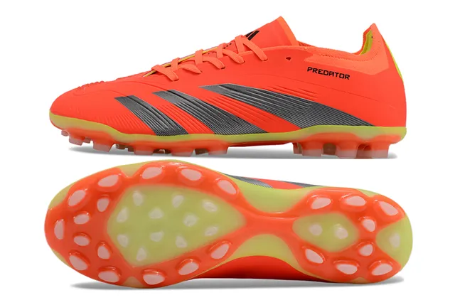 Adidas Predator Orange Gray Low-Cut Synthetic Upper Ribbed Forefoot Texture Firm-Ground Soccer Shoes 6