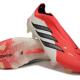 Adidas Predator Red White Black Firm-Ground Soccer Shoes