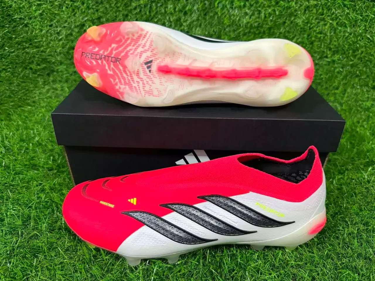 Adidas Predator Rouge Blanc Noir Firm-Ground Chaussures de football 7