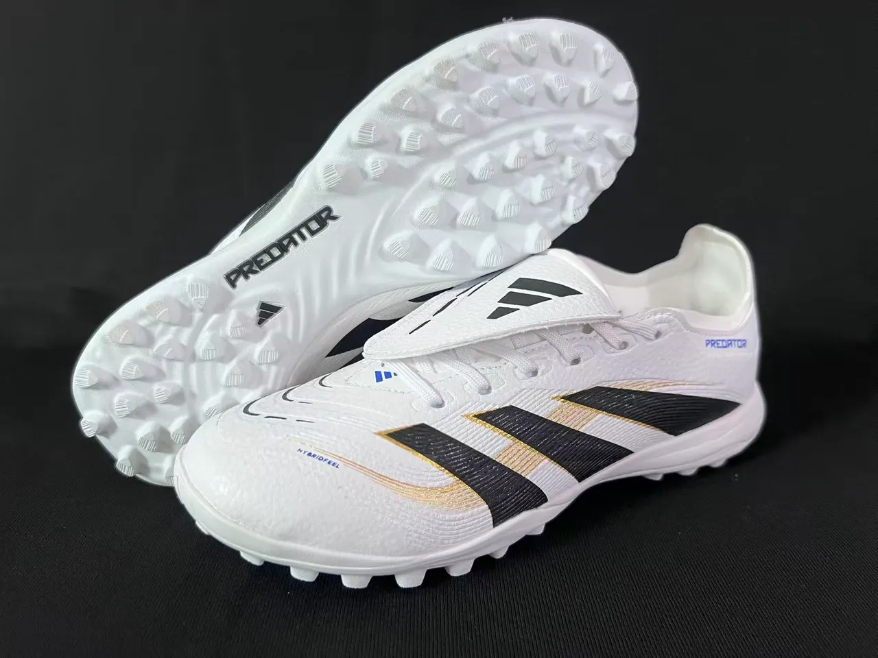 Adidas Predator Chaussures de football Turf Blanc Noir Or 8