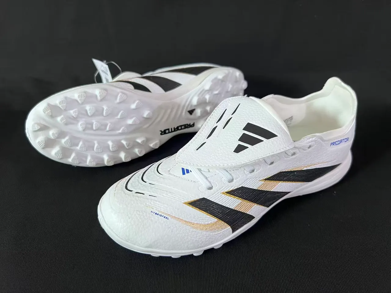 Adidas Predator Chaussures de football Turf Blanc Noir Or 9